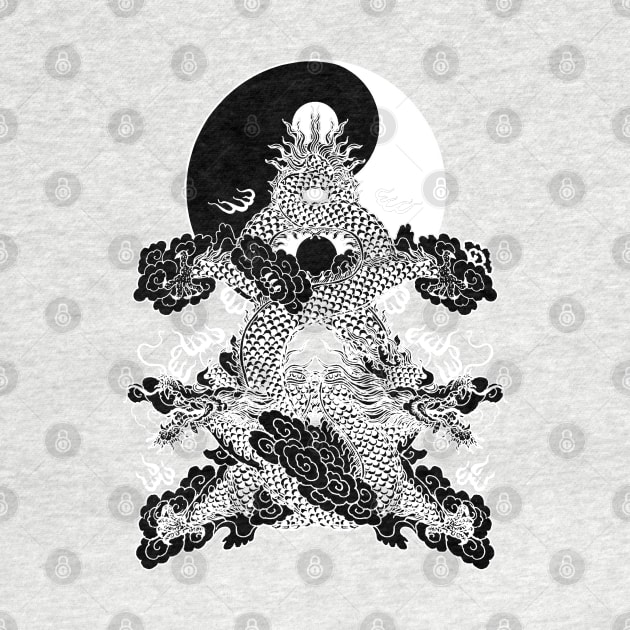 Yin Yang Buddah Karate Vintage Black White Graphics by PoizonBrand